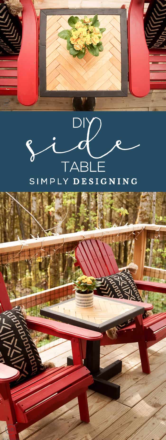 This beautiful DIY Side Table is a great way to create a stunning end table for inside or outside with scrap wood you may already have