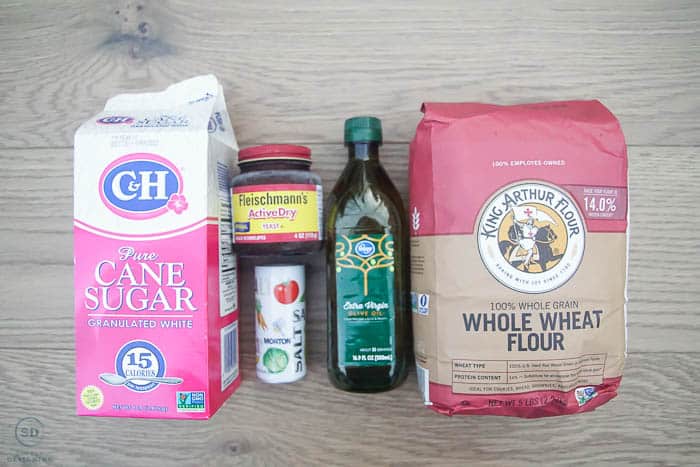 ingredients for whole wheat artisan bread