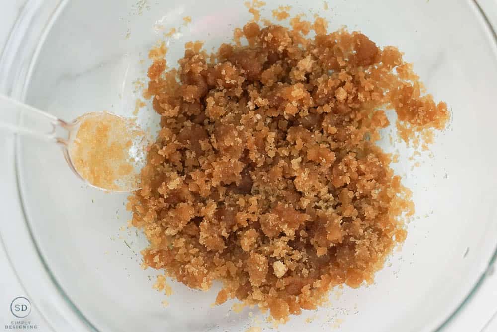 brown sugar mixed with ingredients to make a homemade brown sugar scrub