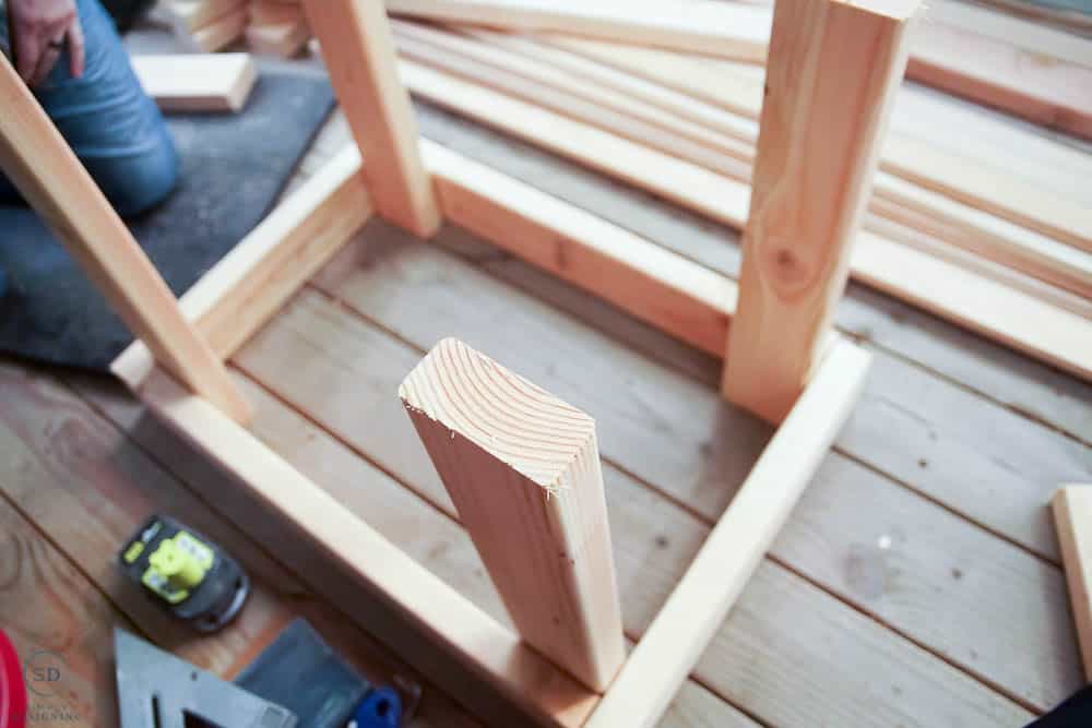 beginings of a wood frame for a cat house