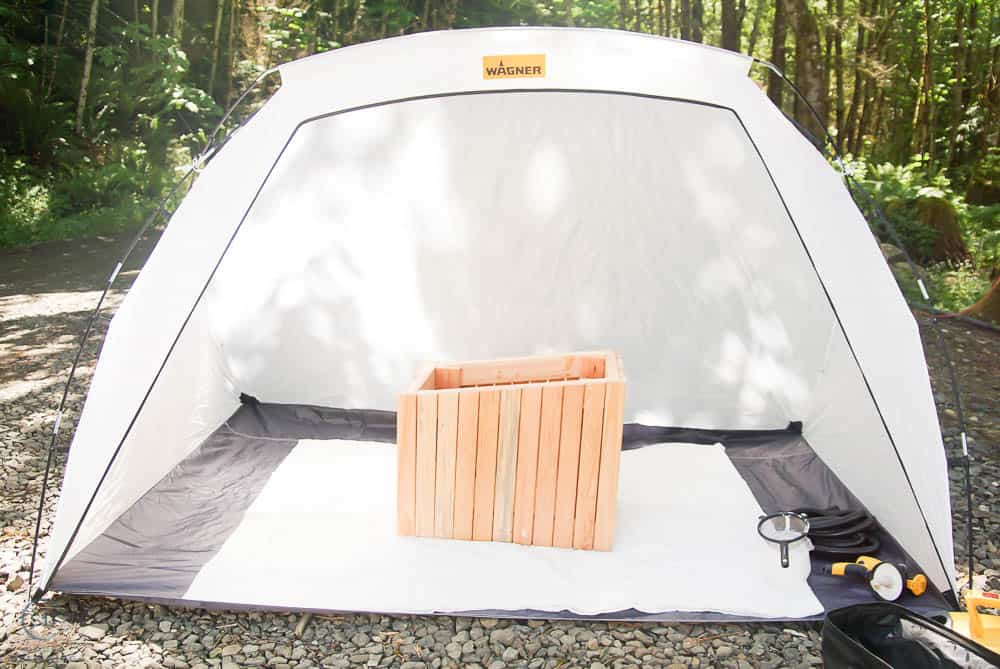 cat house in wagner painting shelter with drop cloth