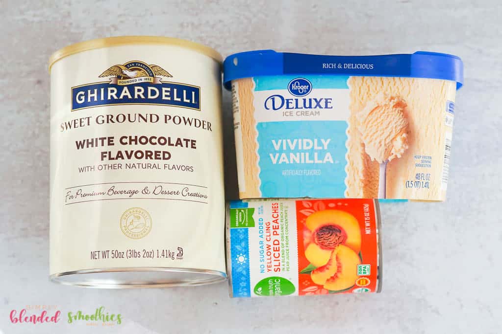 Peach Milkshake 6 ingredients for a milkshake with canned peaches