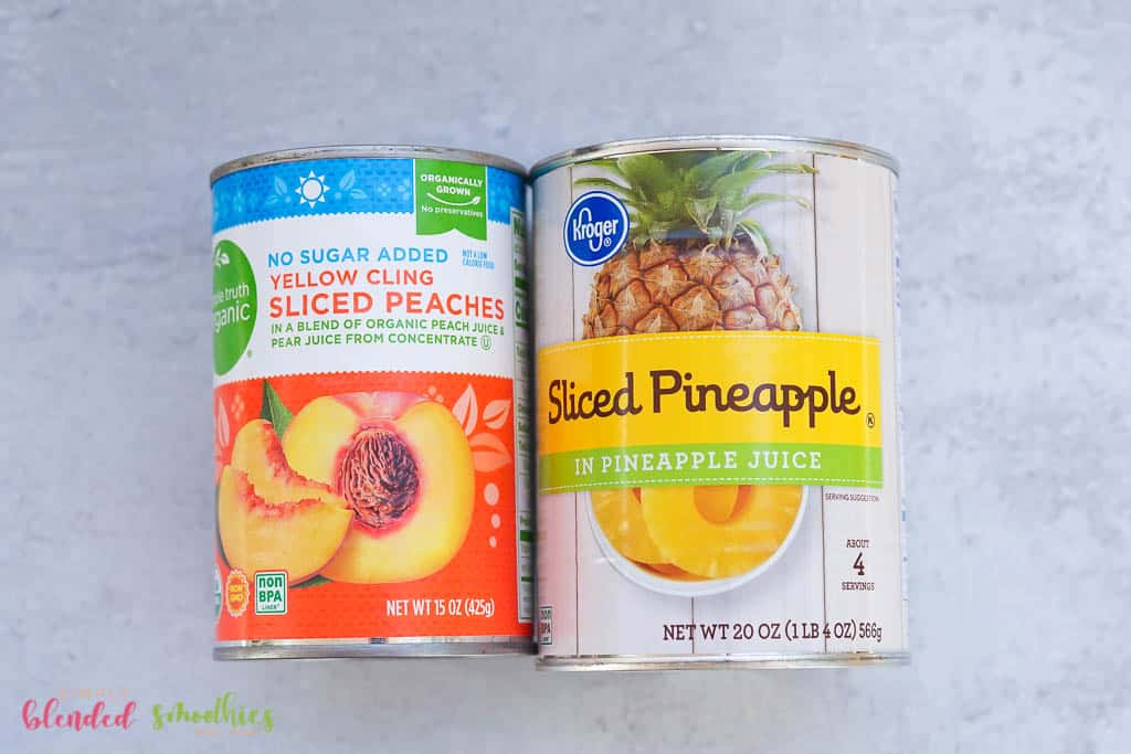 Peach Pineapple Smoothie 5 ingredients needed to make a peach pineapple smothie