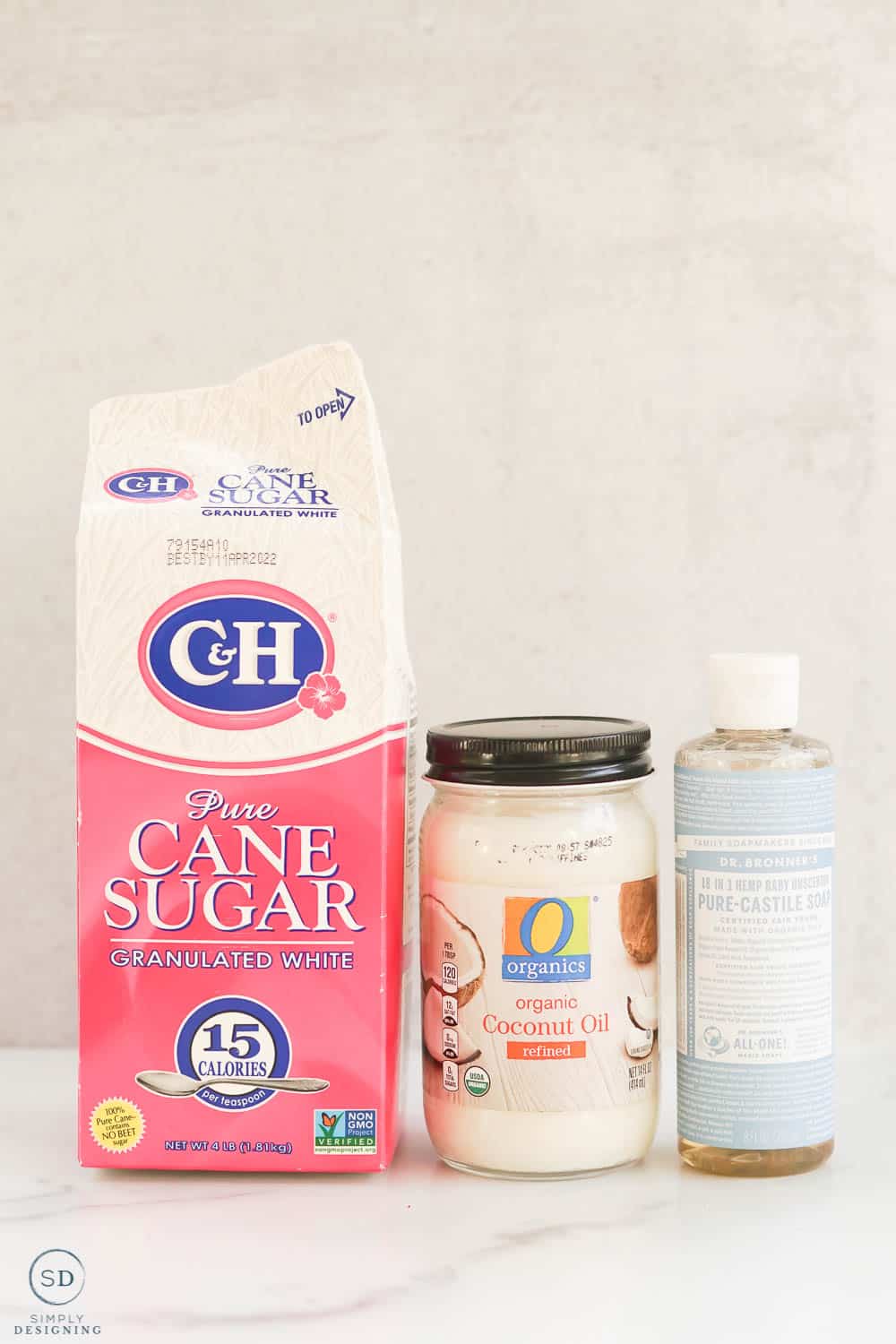 granulated sugar coconut oil and castile soap
