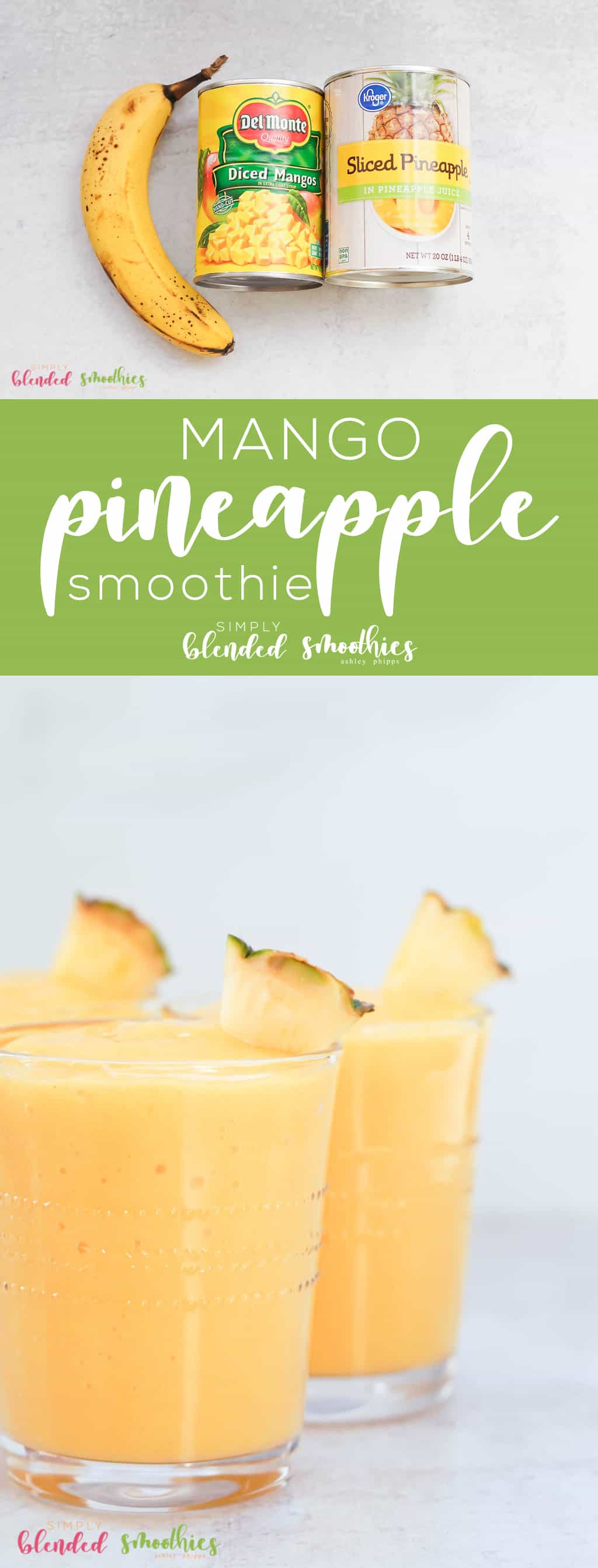 3 Ingredient Mango Pineapple Smoothie 1 This Mango Pineapple Smoothie is a delicious healthy tropical smoothie you can make at home