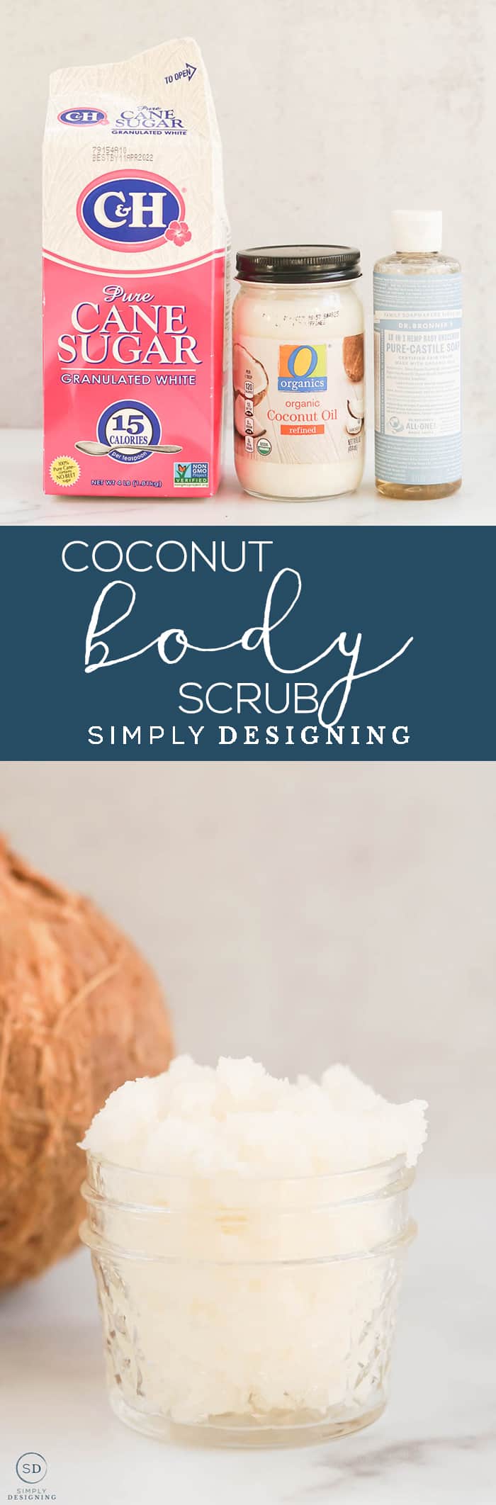 This easy to make tropical smelling Coconut Body Scrub is the best way to exfoliate moisturize and cleanse your skin all at once