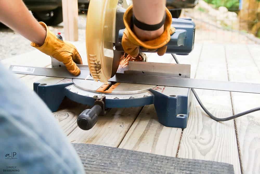 cutting angle iron with a compound miter saw and a metal cut off blade