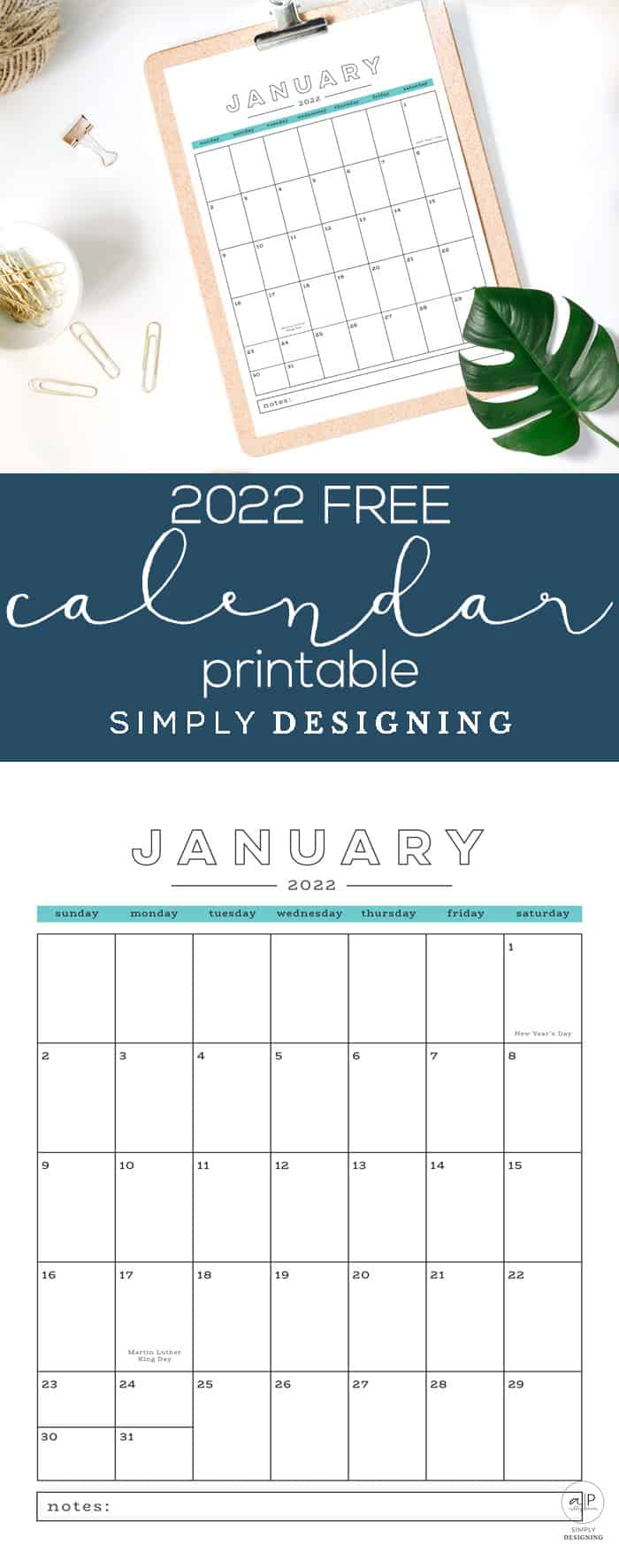 free printable calendar 2022